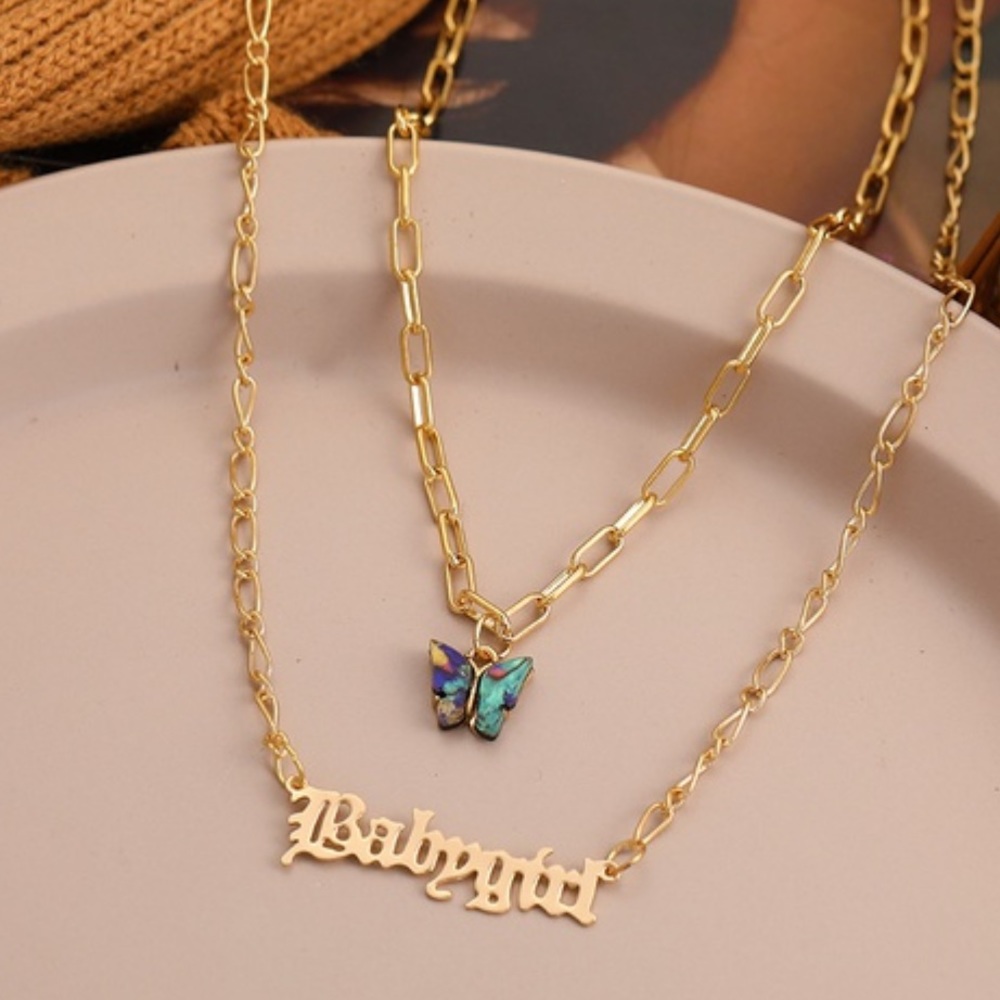 Boho Babygirl Necklace Double Layered Set